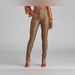 Brown Straight-Leg Pants